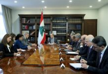 Le coordinateur spécial de l'ONU pour le Liban, avec le Président de la République, le Général Michel Aoun, le 7 janvier 2019. Crédit Photo: Dalati & Nohra