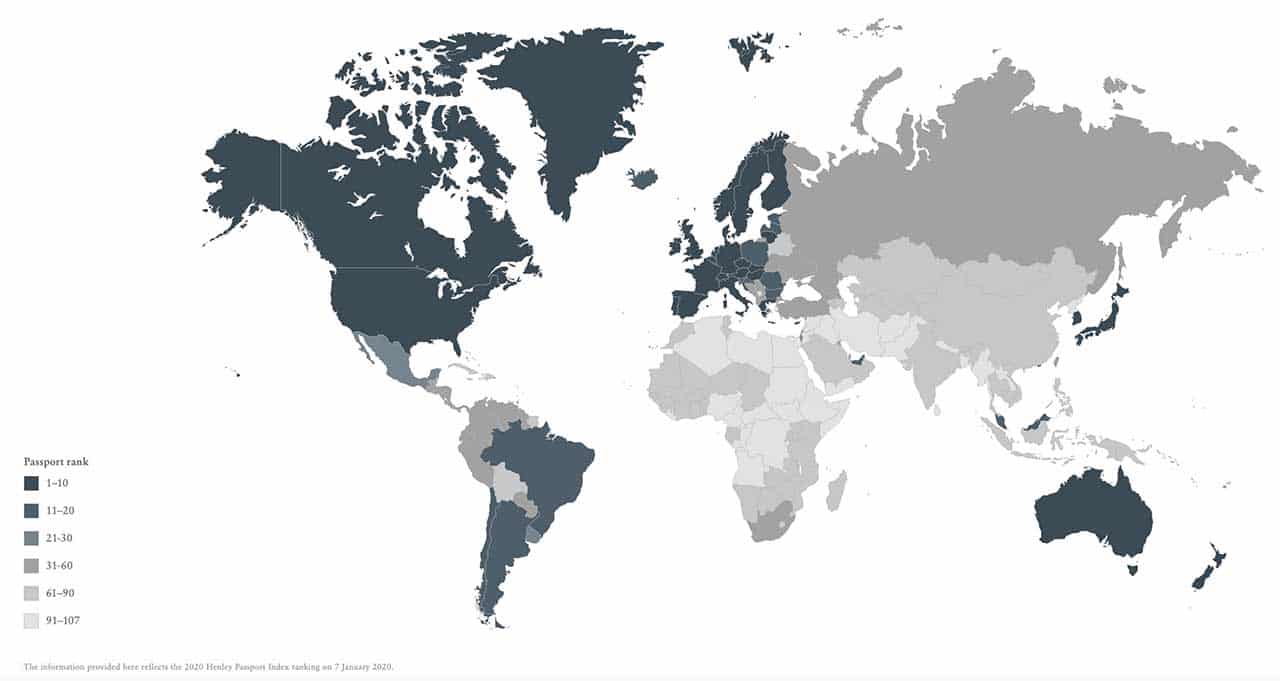 Le passeport libanais, classé seulement au 99ème rang mondial en 2020 selon le Henley Passport Index and Global Mobility Report
