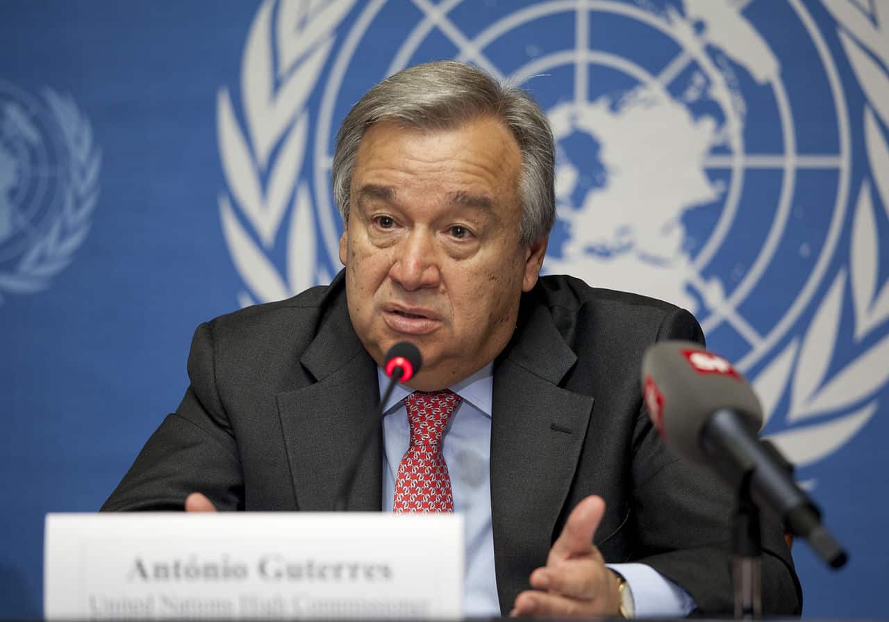 Le secrétaire général de l'ONU Antonio Guterres. Source Photo: Wikipedia