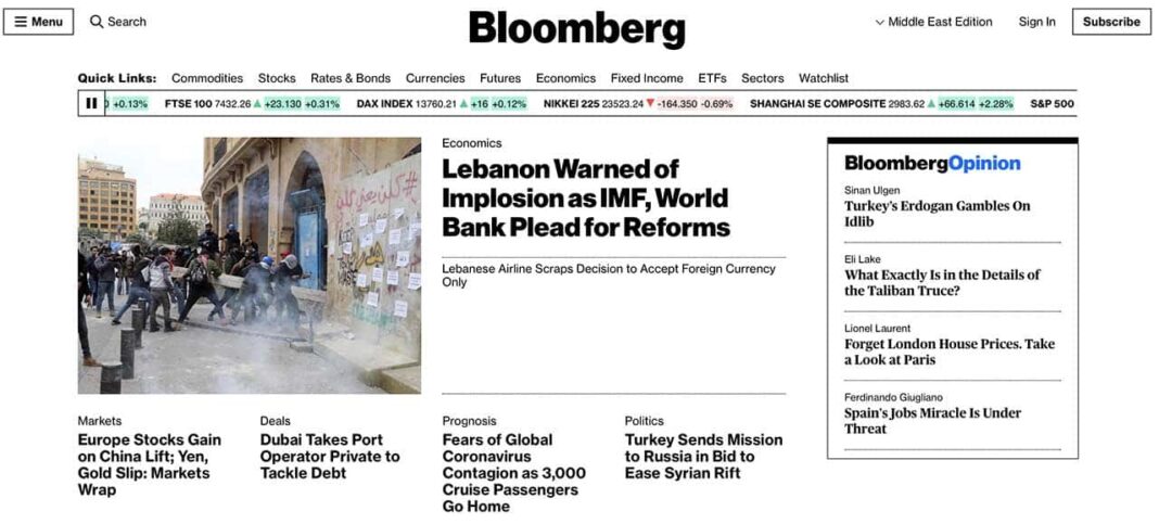 Le Liban au bord de l'implosion économique (Bloomberg)