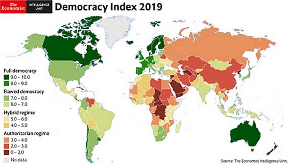 Le Liban au 106ème rang mondiale dans l’indice de la démocratie (The Economist) Le Liban au 106ème rang mondiale dans l'indice de la démocratie (The Economist)