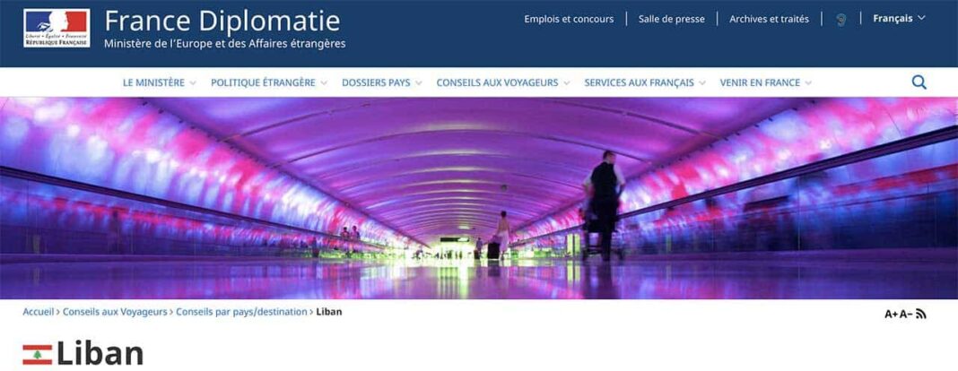 Coronavirus: Mise à jour de la page « Liban » du Ministère des Affaires étrangères