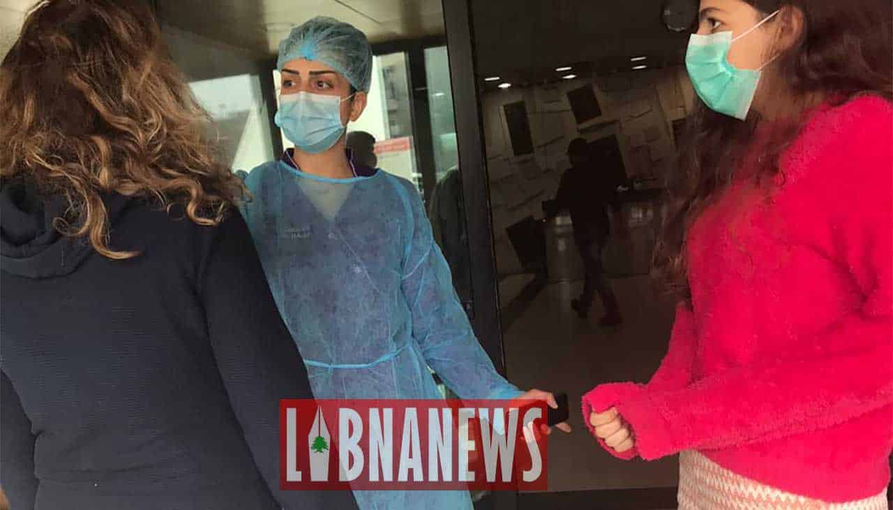 Contrôle à l'entrée d'un hôpital de Beyrouth suite à l'épidémie de coronavirus COVID-19. Crédit Photo: Libnanews.com. Tous droits réservés.