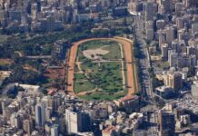 Vue aérienne de l'hippodrome de Beyrouth. Crédit Photo: Francois el Bacha pour Libnanews.com. Tous droits réservés.