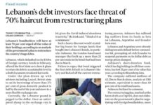 Liban: Le Financial Time évoque un haircut de 70%