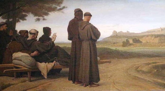 Léon Benouville: “Saint Francois d'Assise, transporté mourant à Sainte-Marie-des-Anges, bénit la ville d'Assise”, 1853
