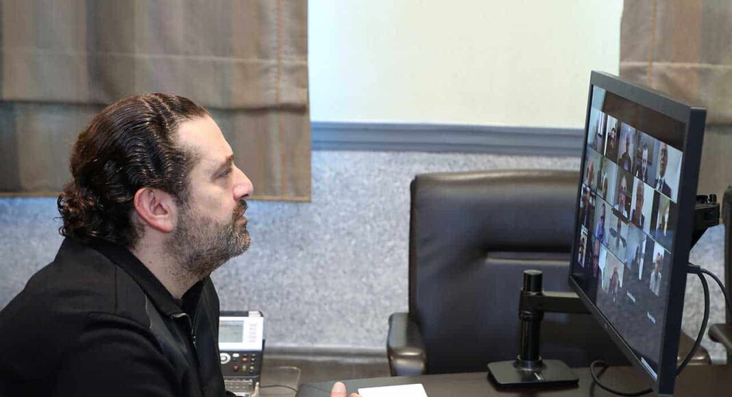 L'ancien Premier Ministre Saad Hariri présidant la réunion du bloc parlementaire du CDF, le 1er mai. Crédit Photo: Dalati & Nohra