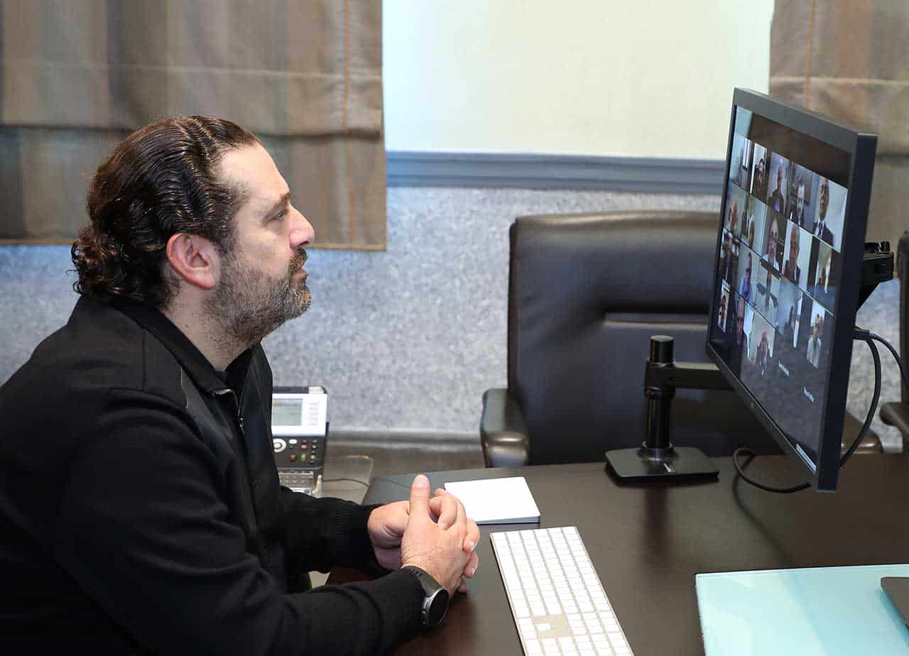 L'ancien Premier Ministre Saad Hariri présidant la réunion du bloc parlementaire du CDF, le 1er mai. Crédit Photo: Dalati & Nohra