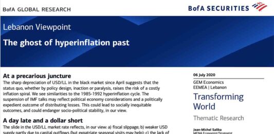 Liban: le Rapport de Bank of America et les fantômes hyper inflationnistes du passé