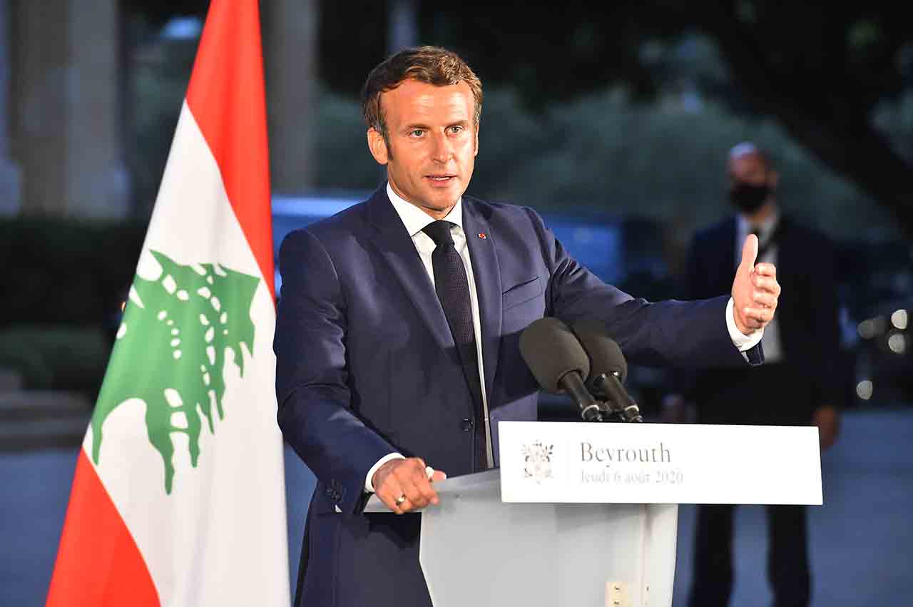 Emmanuel Macron depuis la R&eacute;sidence des Pins, le 6 ao&ucirc;t 2020. Cr&eacute;dit Photo: Dalati & Nohra