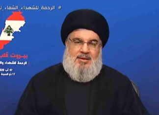 Le Hezbollah réfute tout lien avec la cargaison de nitrate d’ammonium Le dirigeant du Hezbollah, Sayyed Hassan Nasrallah au cours de son allocution du 7 août 2020, 3 jours après l'explosion du Port de Beyrouth