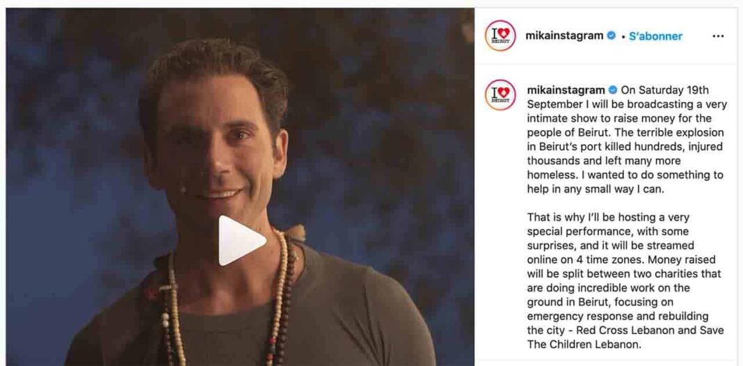 Un concert "intime" de Mika en faveur des victimes de l'explosion du port de Beyrouth