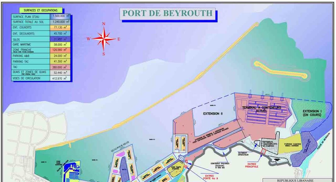 Carte du Port de Beyrouth avant l'explosion du 4 août 2020.