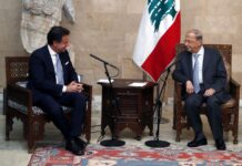 Le premier ministre italien Giuseppe Conte et le Président de la république, le Général Michel Aoun. Crédit Photo: Dalati & Nohra