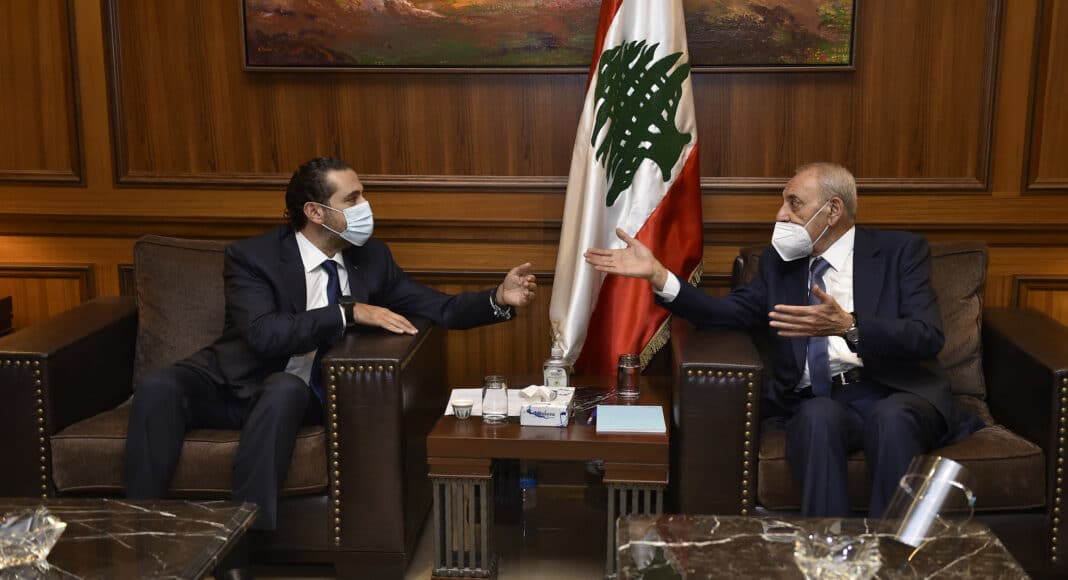 La réunion entre le Président de la Chambre Nabih Berri et le premier ministre désigné Saad Hariri. Crédit Photo: Parlement Libanais