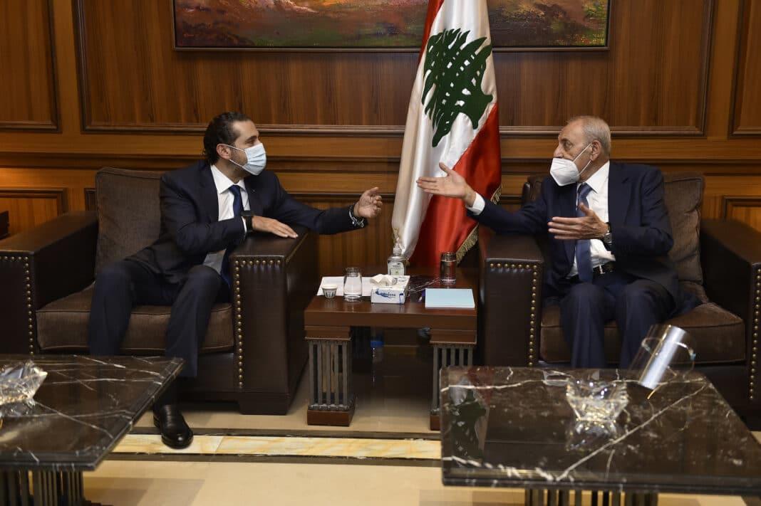 La réunion entre le Président de la Chambre Nabih Berri et le premier ministre désigné Saad Hariri. Crédit Photo: Parlement Libanais