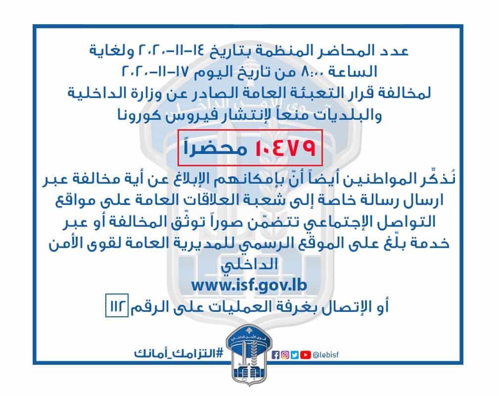 Liban/Confinement: le cap des 10 000 contraventions franchi