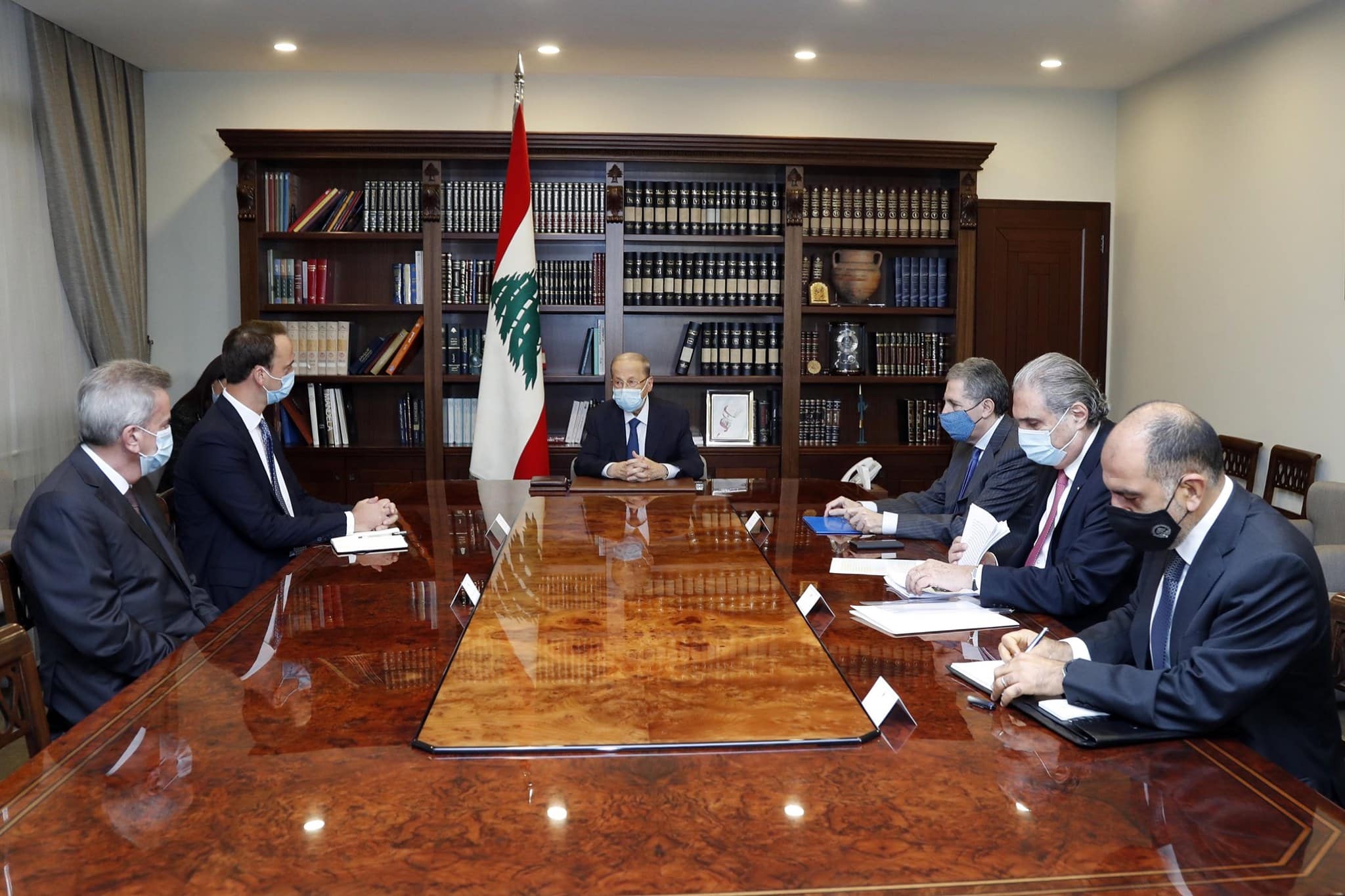 Alvarez & Marsal chez Aoun avec Ghazi Wazni et Riad Salamé La réunion du Palais Présidentiel de Baabda