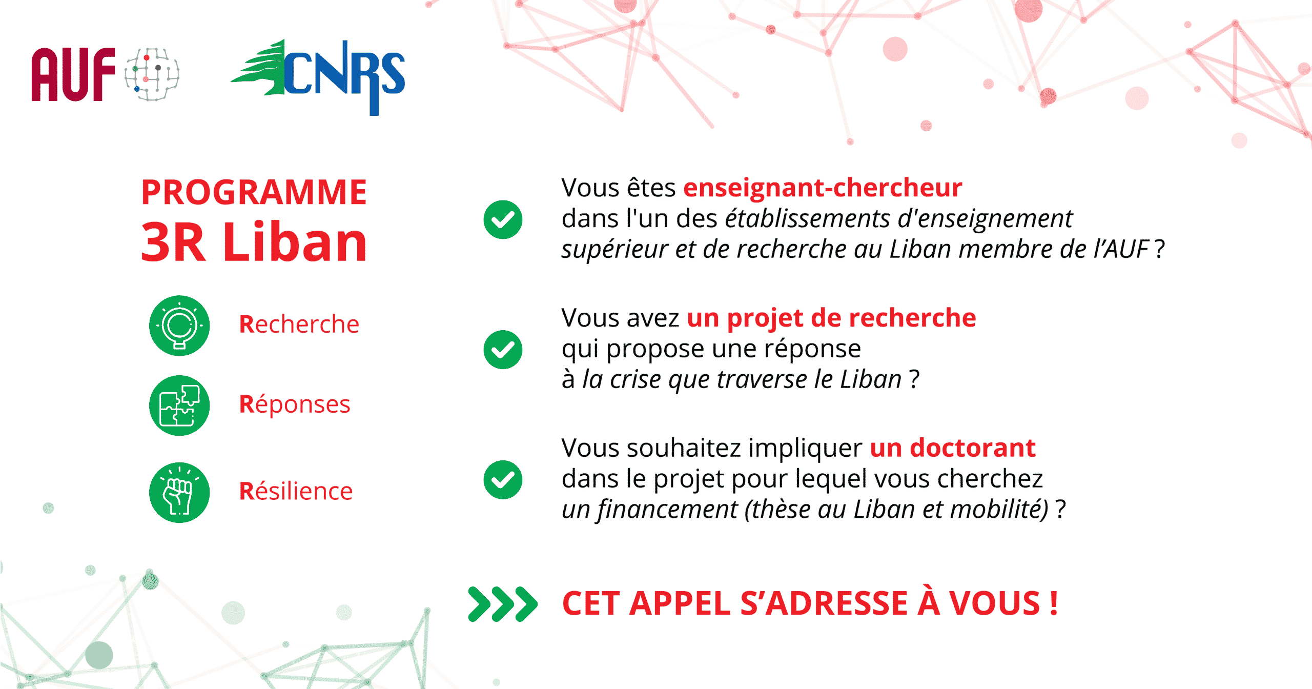 Nouveau Programme : « 3R Liban : Recherche. Réponses. Résilience. » Nouveau Programme : « 3R Liban : Recherche. Réponses. Résilience. »