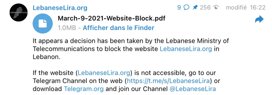 L'accès au site LebaneseLira.org fermé sur décision judiciaire