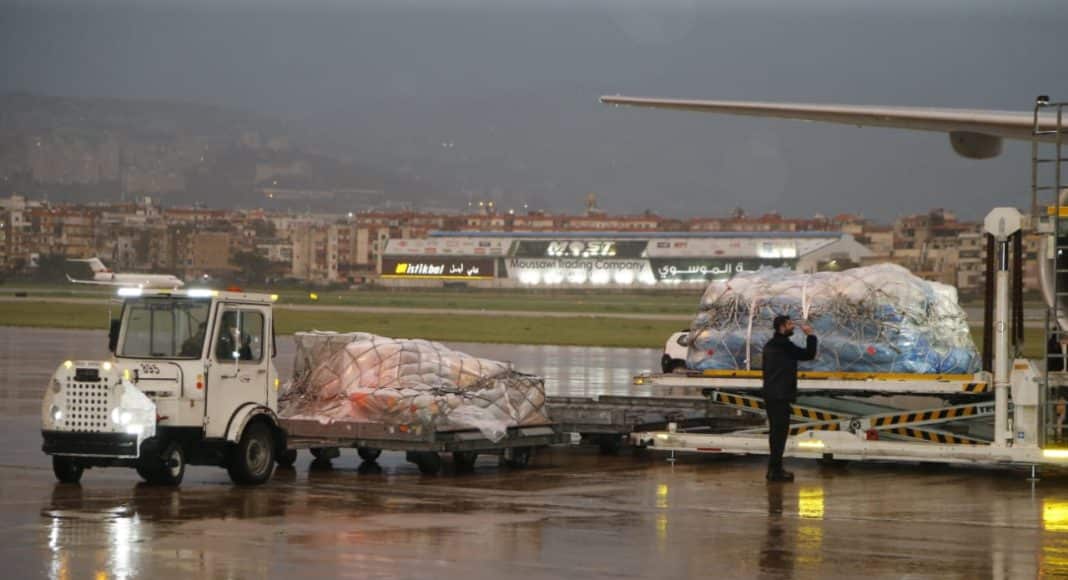 The arrival of the first batch of astrazeneca vaccine at Beirut International Airport. Photo credit: NNA