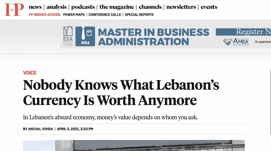 $ 6 billion illegally transferred out of Lebanon (Foreign Policy)