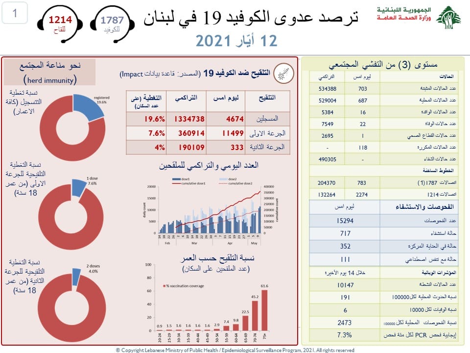 Lebanon / Coronavirus: 22 deaths and 703 cases this Wednesday