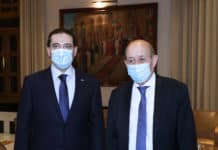 Jean Yves le Drian rencontre à la dernière minute avec Saad Hariri Dalati Saad Hariri Jean Yves le Drian 6 mai.jpg
