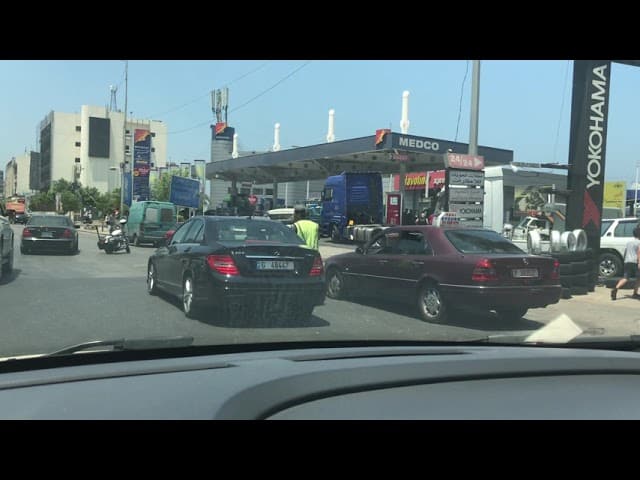 Large queues in front of the gas stations that are still open
