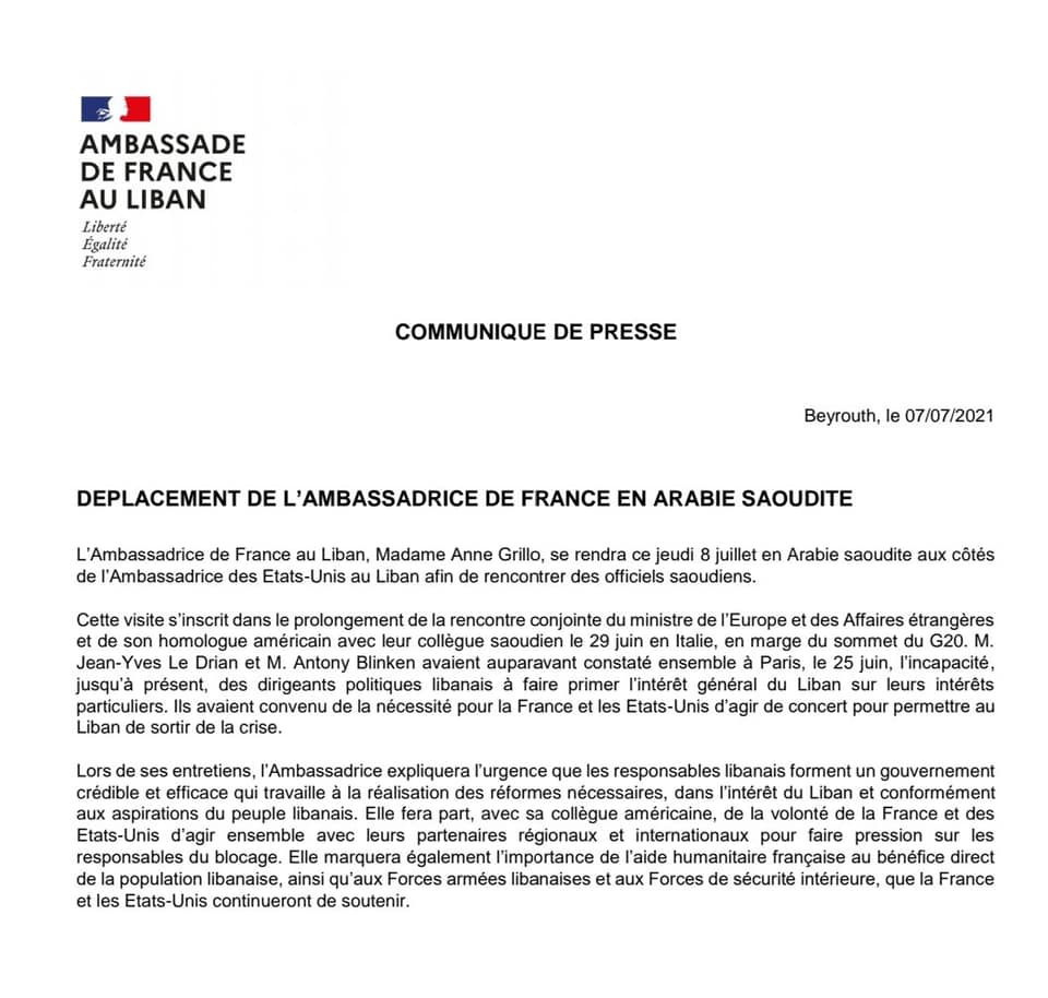 Déplacement conjoint en Arabie saoudite des ambassadrices des Etats-Unis et de la France au Liban
