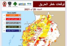Liban: Risque d’incendie élevé ce weekend Liban: Risque d'incendie élevé ce weekend