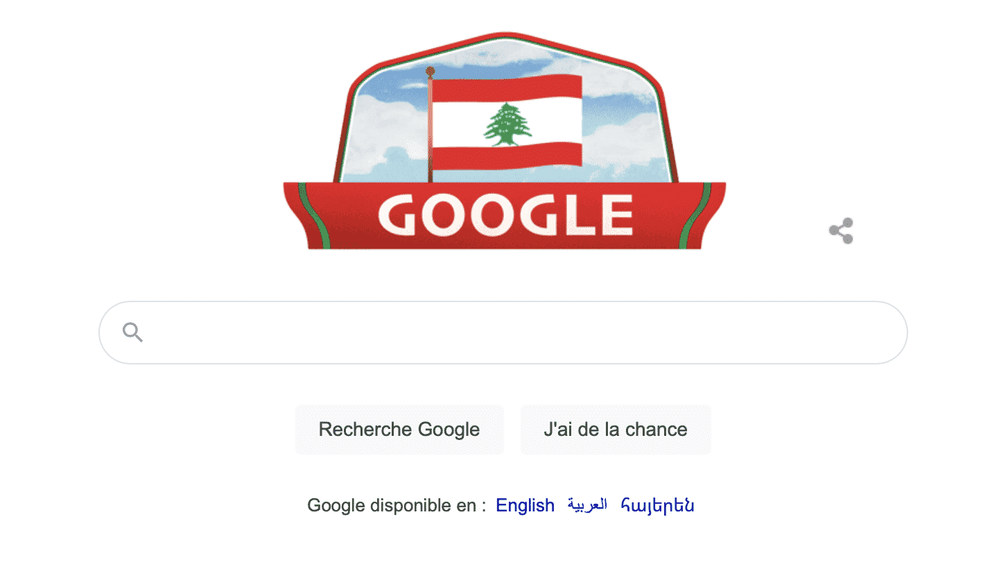 Google célèbre comme chaque année, l’indépendance du Liban Google célèbre comme chaque année, l'indépendance du Liban