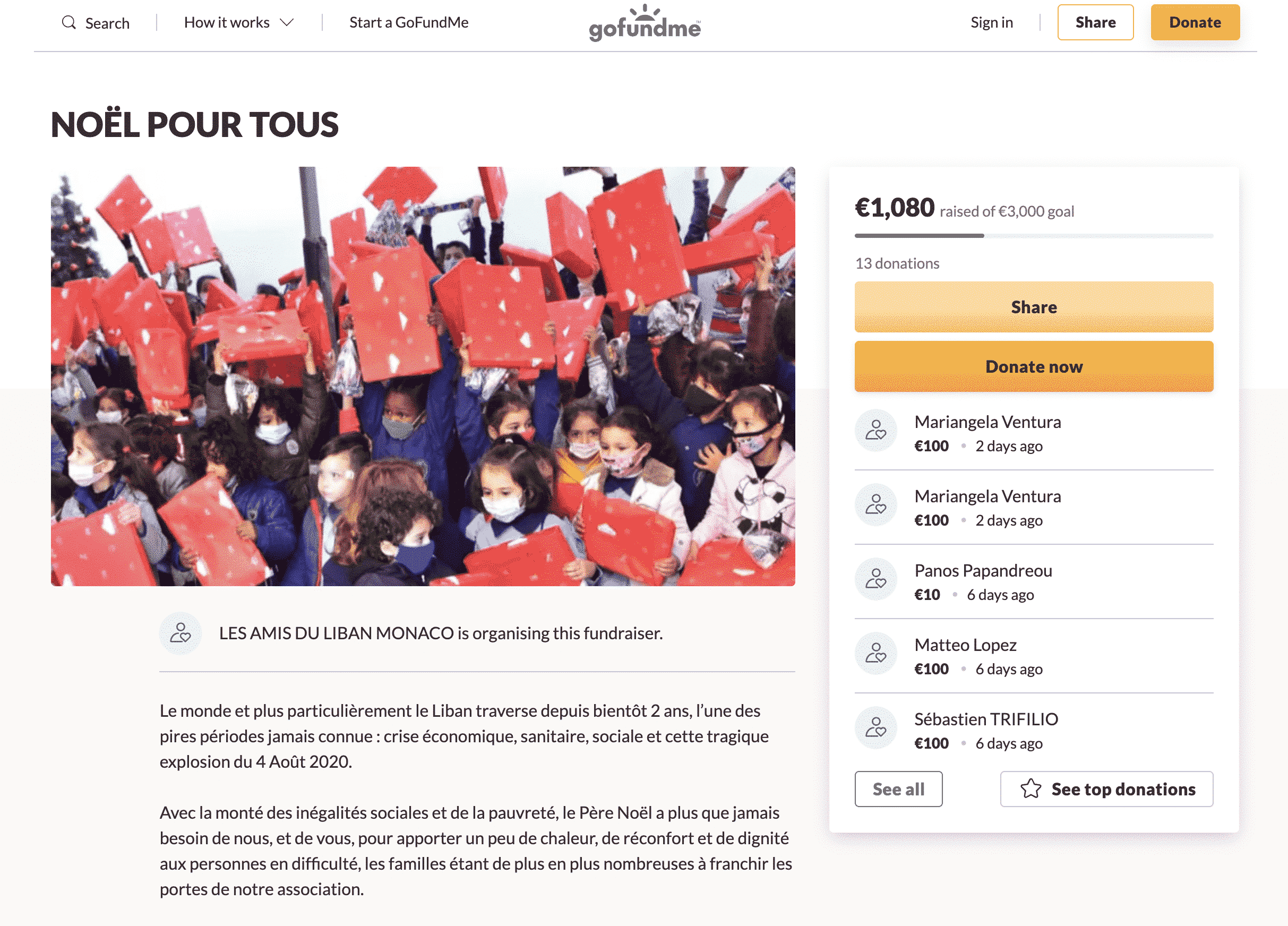Une association monégasque lance une cagnotte pour gâter les enfants Libanais à Noël