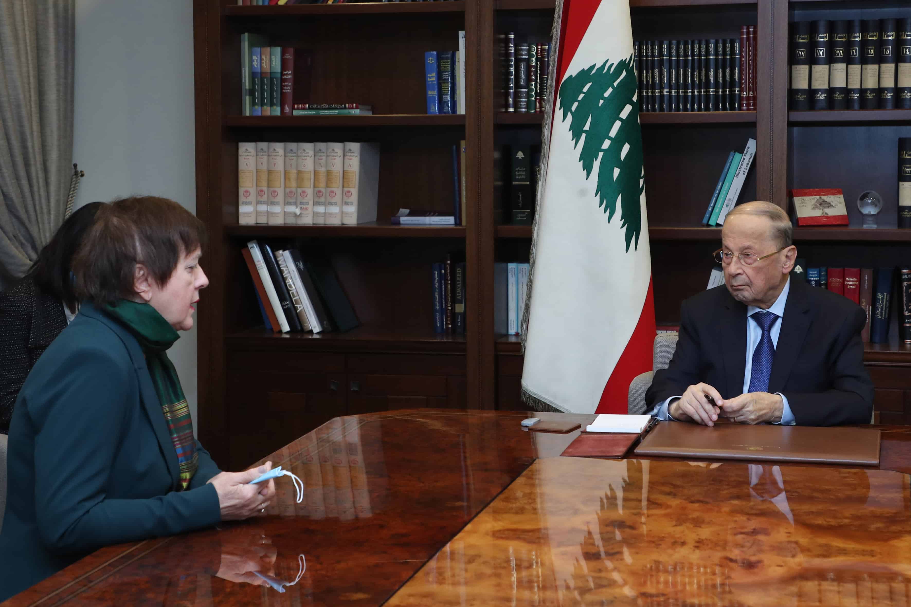 Sud Liban: Le Président de la république annonce l’ouverture d’une enquête suite à un incident entre FINUL et habitants de Ramyah Dalati President Michel Aoun meets Mrs Joanna Wronecka