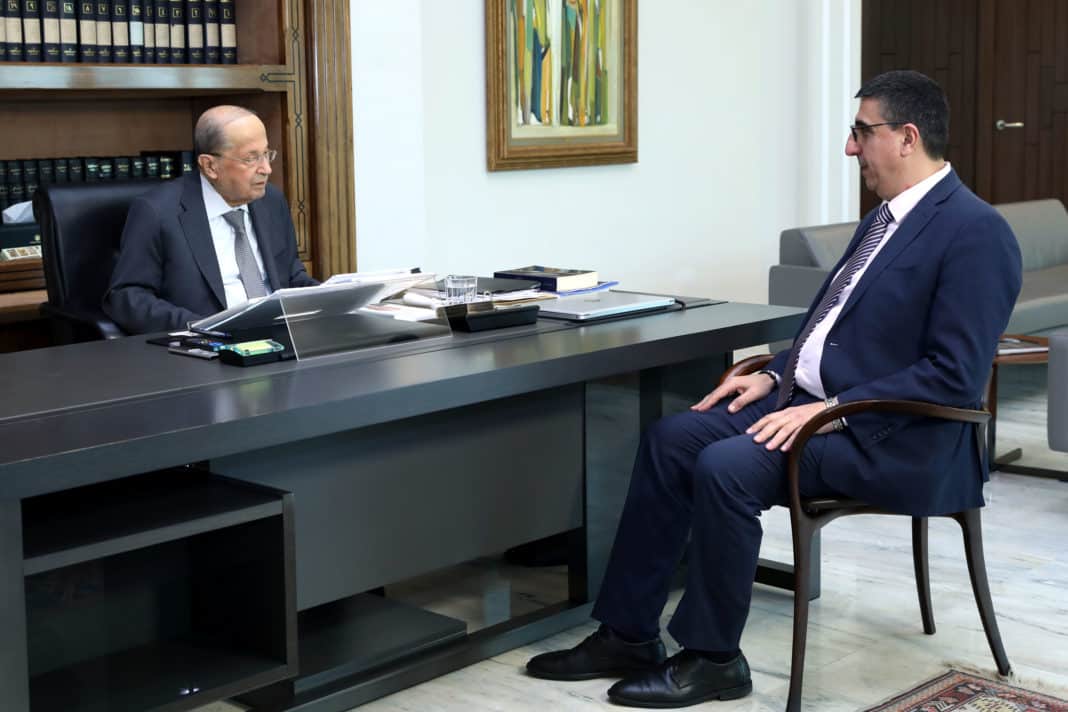 President Michel Aoun meets Minister Hector Hajjar. Photo crédit Dalati & Nohra
