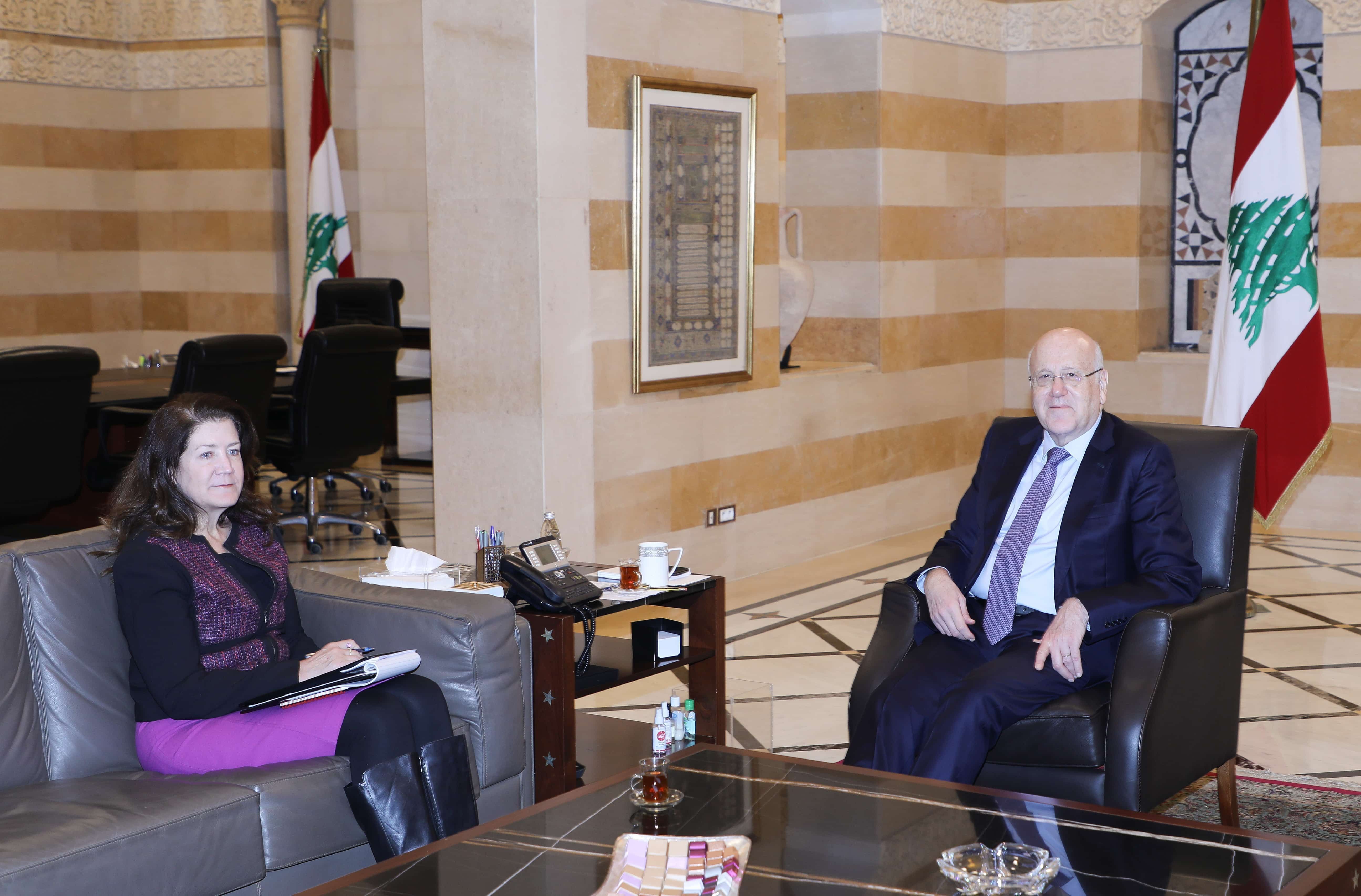 Il est inacceptable que Riad Salamé soit remplacé par son adjoint chiite (Dorothy Shea à Najib Mikati) Dalati Pr Minister Najib Mikati meets US Ambassador