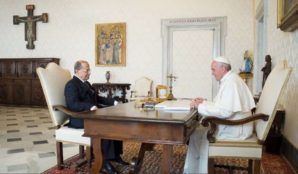 Le pape François recevant le président de la république, le général Michel Aoun, le 21 mars 2022. Crédit Photo: Dalati & Nohra