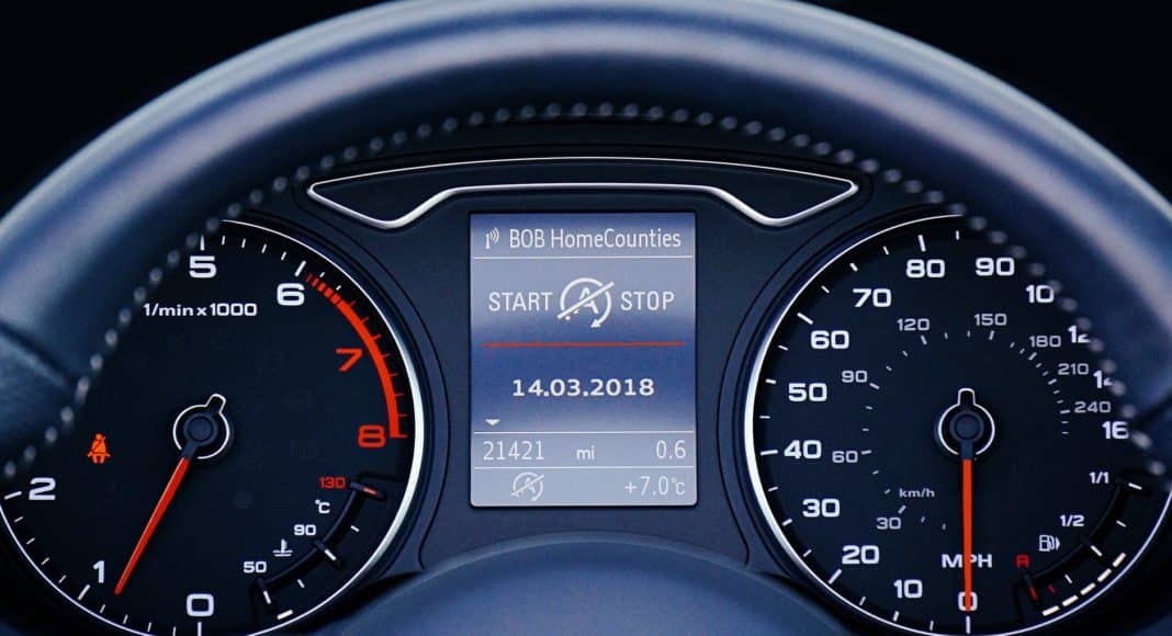 black car instrument cluster panel