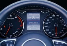 black car instrument cluster panel