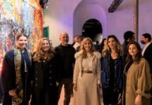 Photo: La directrice de Culture in Architecture Laetitia Wertheim, l’architecte et fondatrice de Culture in Architecture Aline Asmar d'Amman, le plasticien Ayman Baalbaki, la conservatrice du Patrimoine et commissaire du Pavillon Nada Ghandour, la cinéaste et vidéaste Danielle Arbid et la curatrice adjointe Dina Bizri. Photo by Federico Vespignani © LVAA