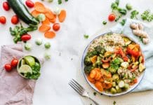 flat lay photography of vegetable salad on plate