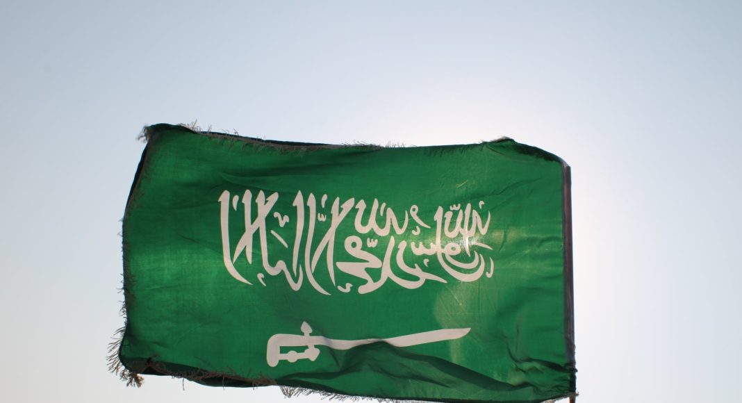 the flag of saudi arabia dancing with the wind