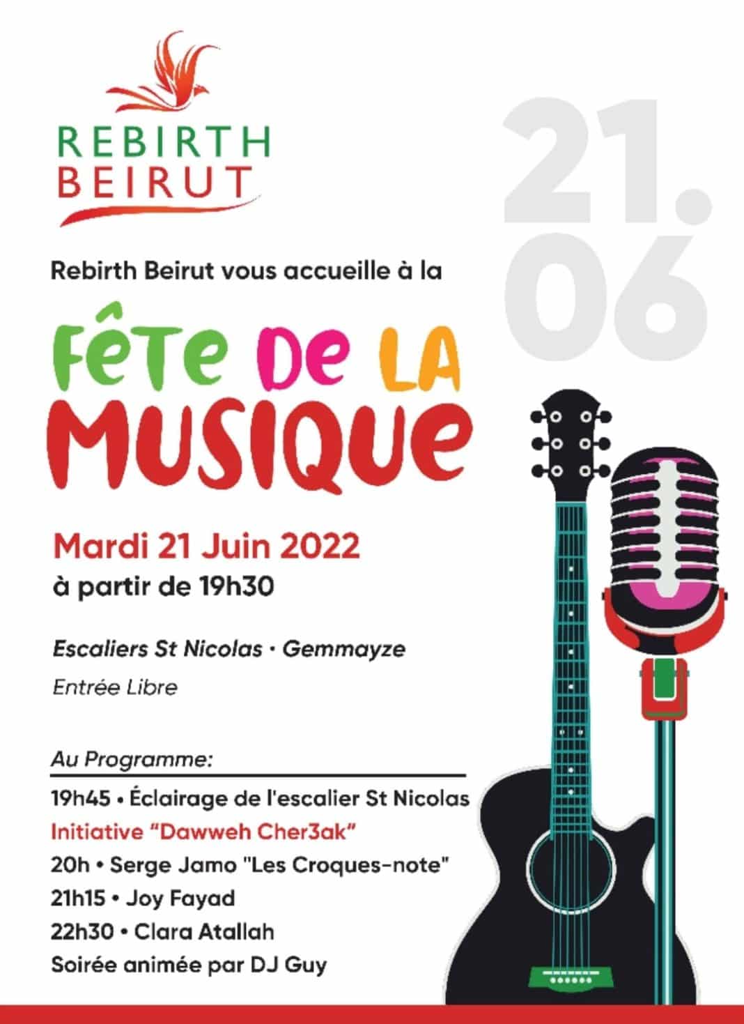 « Rebirth Beirut » éclaire l’escalier patrimonial de “St Nicolas”, et célèbre une “Fête de la musique” exceptionnelle avec les citoyens de Beyrouth 