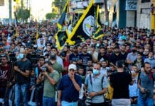 rallyists gathered together on the street