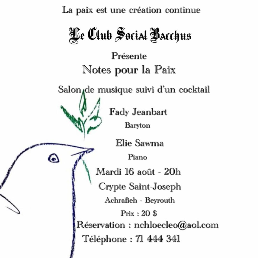 Notes pour la Paix avec le Club Social Bacchus