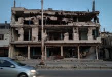 destroyed building during a war