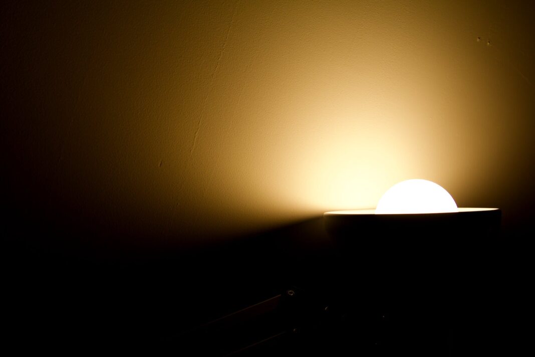 white light bulb turned on