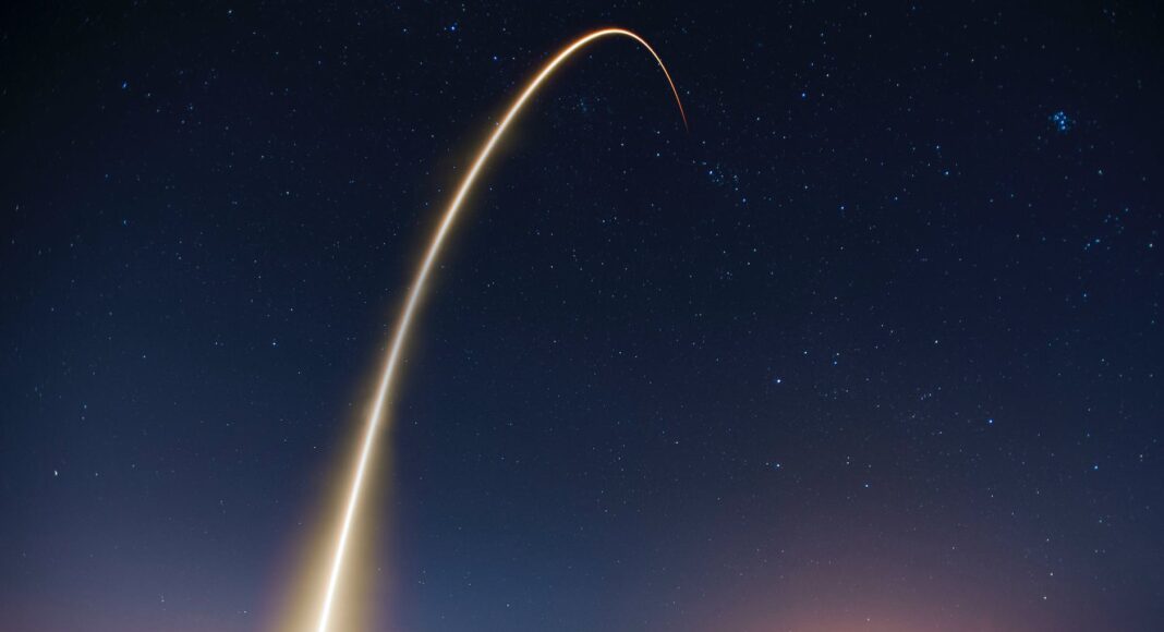 rocket launch liftoff long exposure