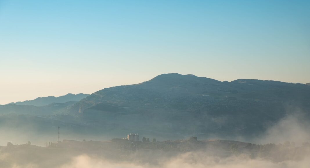 view of foggy mountain