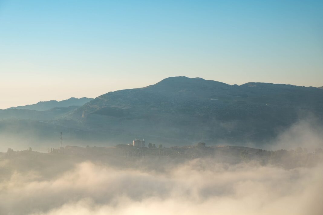 view of foggy mountain